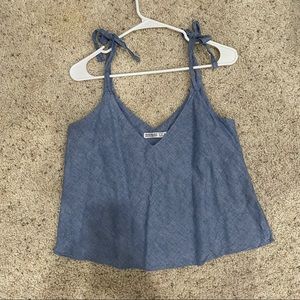 Zara Blue Linen Tie Tank